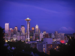 Seattle city skyline night view